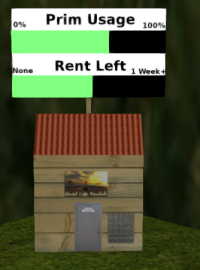  A normal rental box detailing rent remaining and prim usage